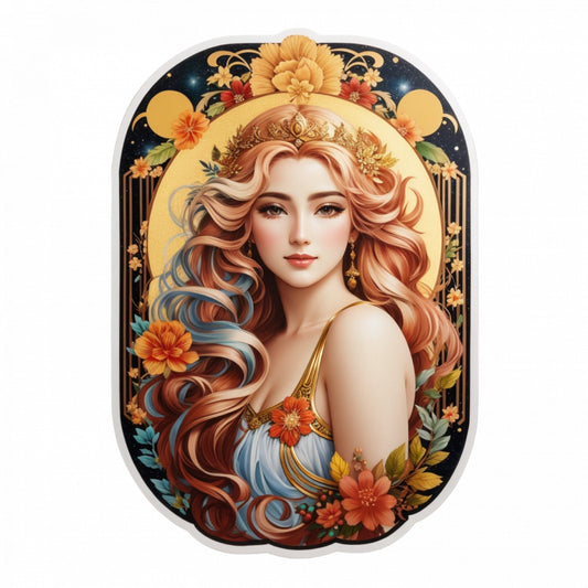 Set 2 bucati, Sticker decorativ, Fata simbol zodia fecioara, Rezistent la apa, NO6058, 16 cm, Multicolor