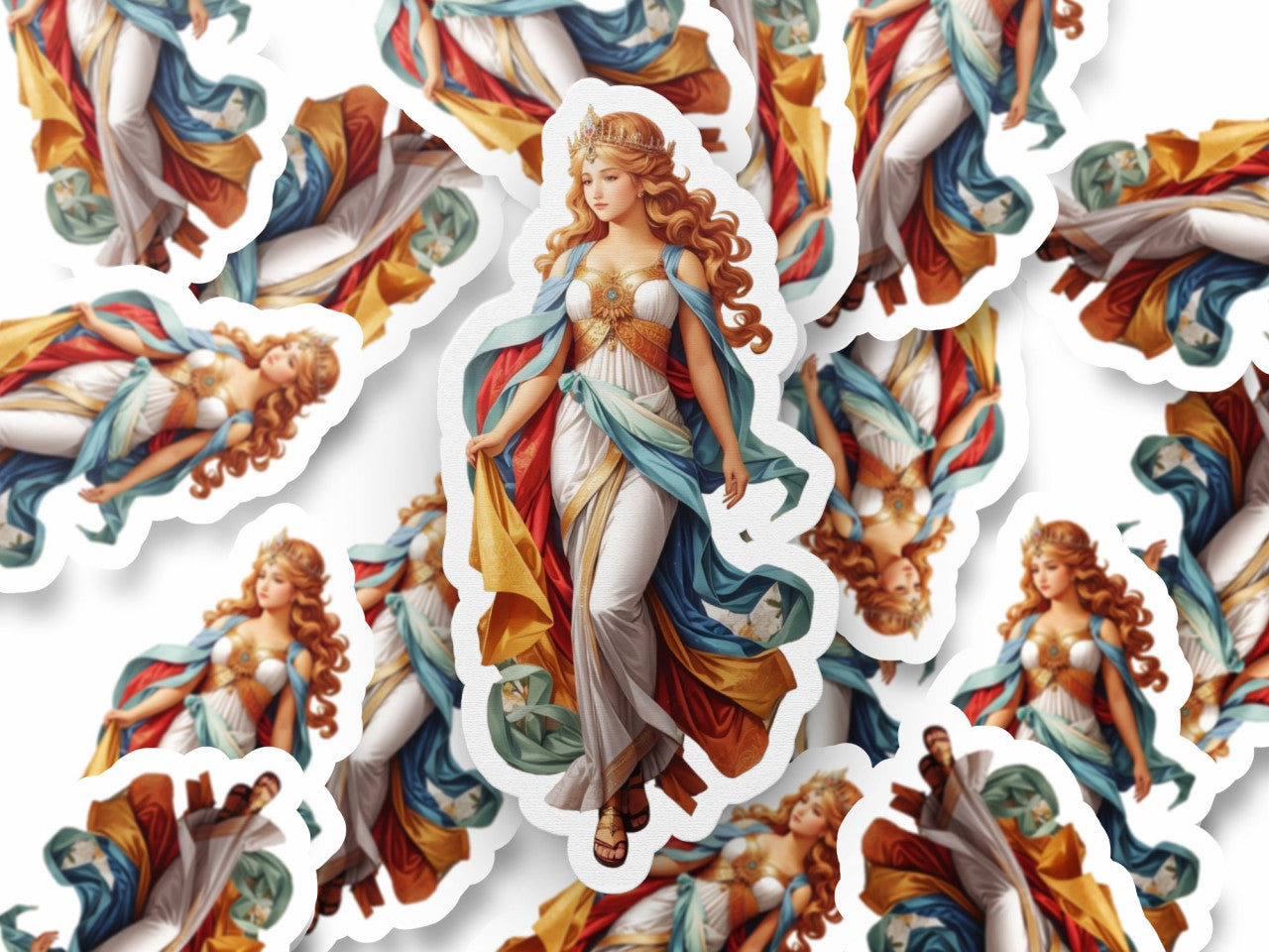 Set 2 bucati, Sticker decorativ, Fata simbol zodia fecioara, Rezistent la apa, NO6056, 16 cm, Multicolor