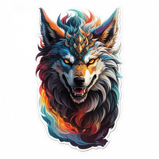 Set 2 bucati, Sticker decorativ, Fenrir personaj mitologic, Rezistent la apa, NO5246, 16 cm, Multicolor