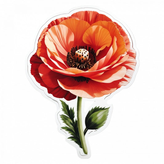 Set 2 bucati, Sticker decorativ, Floare de mac, Rezistent la apa, NO5799, 16 cm, Multicolor