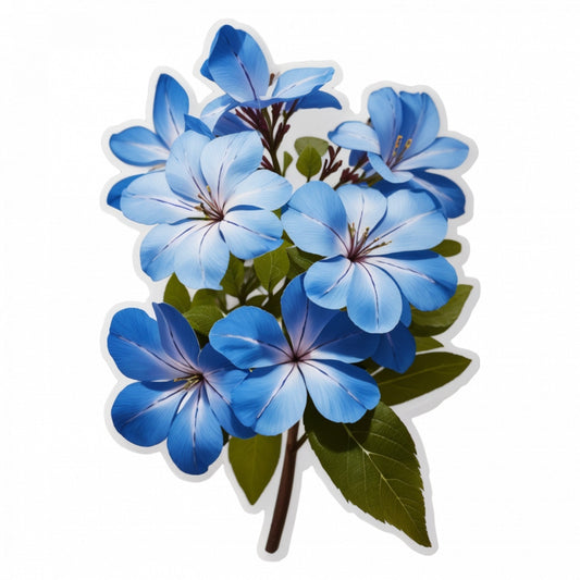 Set 2 bucati, Sticker decorativ, Floarea dragostei Plumbago,, Rezistent la apa, NO5786, 16 cm, Multicolor