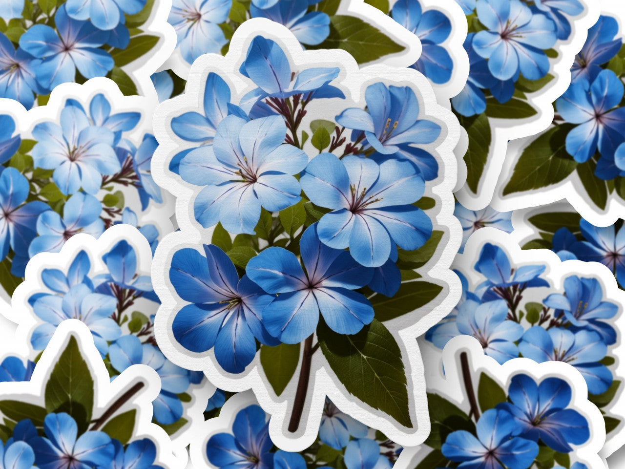 Set 2 bucati, Sticker decorativ, Floarea dragostei Plumbago,, Rezistent la apa, NO5786, 16 cm, Multicolor