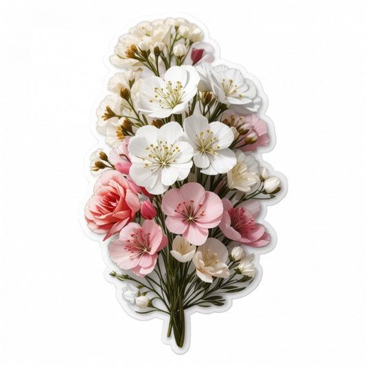 Set 2 bucati, Sticker decorativ, Floarea miresei, Rezistent la apa, NO5356, 16 cm, Multicolor