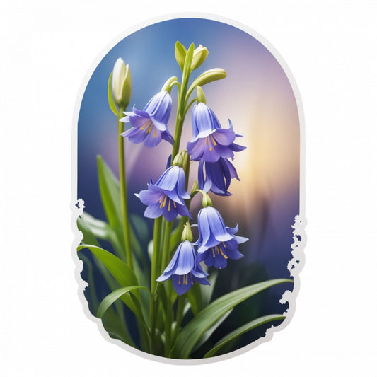 Set 2 bucati, Sticker decorativ, Flori bluebell medalion, Rezistent la apa, NO4708, 16 cm, Multicolor