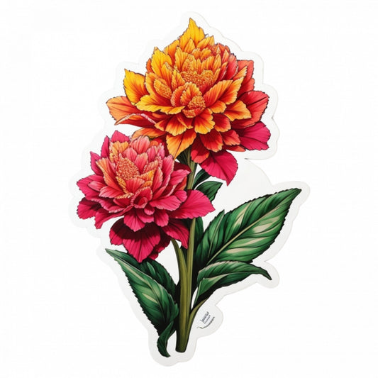 Set 2 bucati, Sticker decorativ, Flori Creasta cocosului, Rezistent la apa, NO5053, 16 cm, Multicolor
