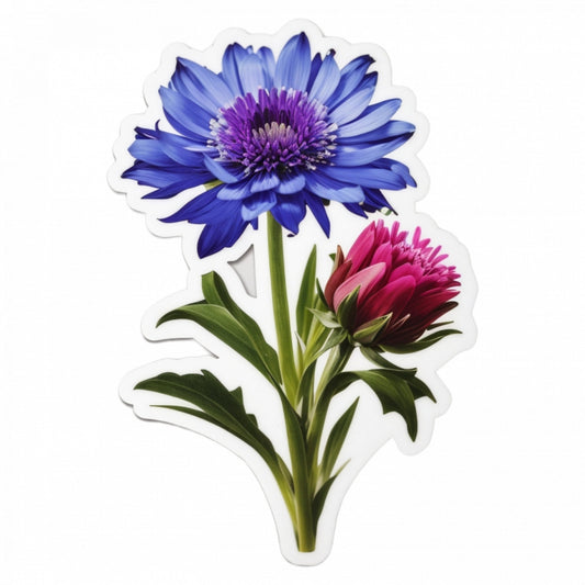 Set 2 bucati, Sticker decorativ, Flori de albastrele, Rezistent la apa, NO5112, 16 cm, Multicolor