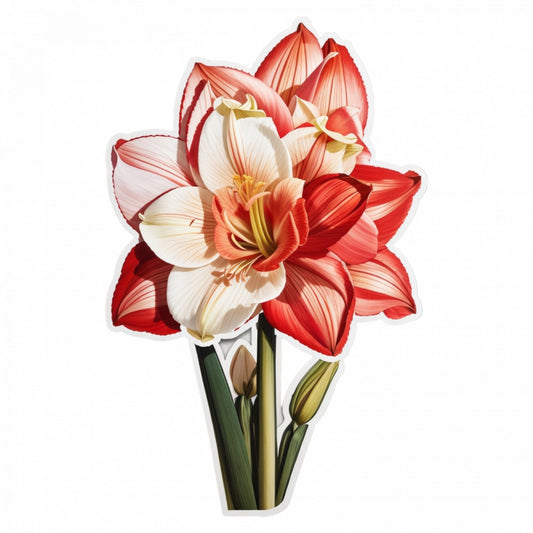 Set 2 bucati, Sticker decorativ, Flori de Amaryllis, Rezistent la apa, NO4908, 16 cm, Multicolor