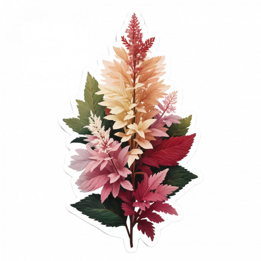 Set 2 bucati, Sticker decorativ, Flori de Astilbe buchet, Rezistent la apa, NO4830, 16 cm, Multicolor