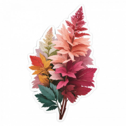 Set 2 bucati, Sticker decorativ, Flori de Astilbe, Rezistent la apa, NO4829, 16 cm, Multicolor