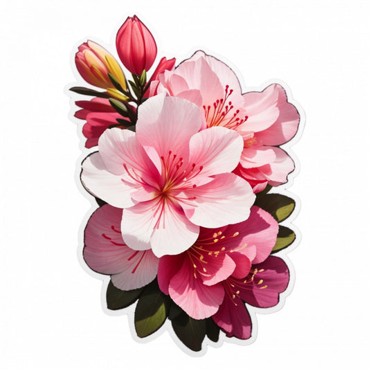 Set 2 bucati, Sticker decorativ, Flori de azalea, Rezistent la apa, NO4807, 16 cm, Multicolor