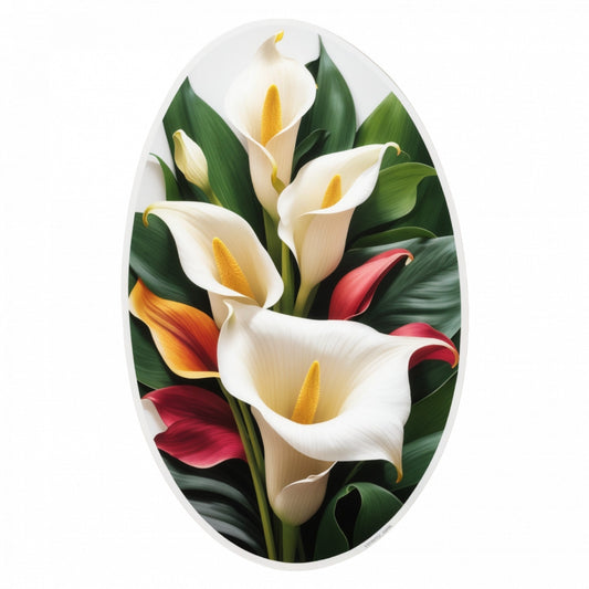 Set 2 bucati, Sticker decorativ, Flori de calle medalion, Rezistent la apa, NO5023, 16 cm, Multicolor