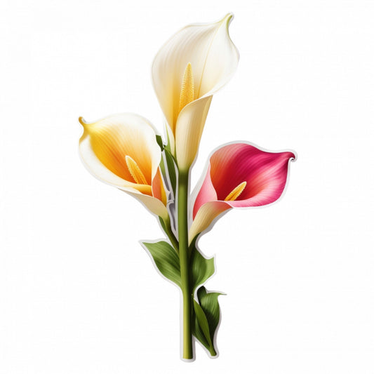 Set 2 bucati, Sticker decorativ, Flori de calle, Rezistent la apa, NO5021, 16 cm, Multicolor