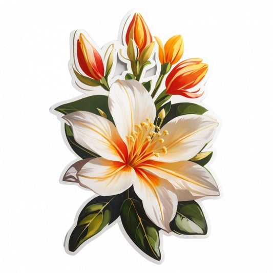 Set 2 bucati, Sticker decorativ, Flori de caprifoi, Rezistent la apa, NO5413, 16 cm, Multicolor