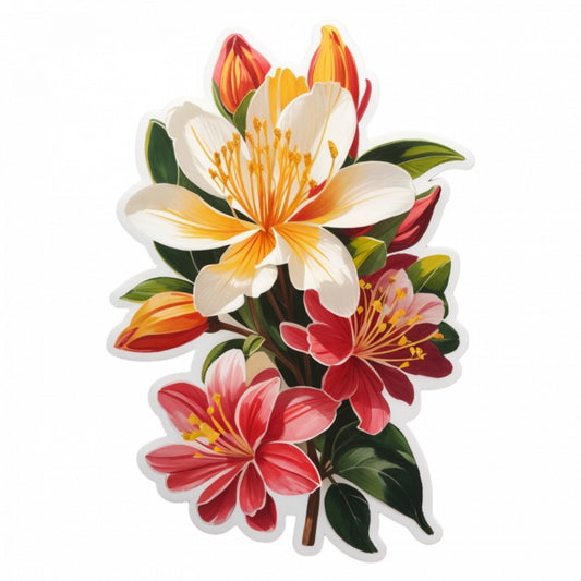 Set 2 bucati, Sticker decorativ, Flori de caprifoi, Rezistent la apa, NO5414, 16 cm, Multicolor