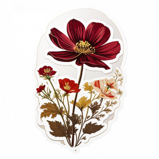 Set 2 bucati, Sticker decorativ, Flori de ciocolata flori Cosmos, Rezistent la apa, NO5081, 16 cm, Multicolor