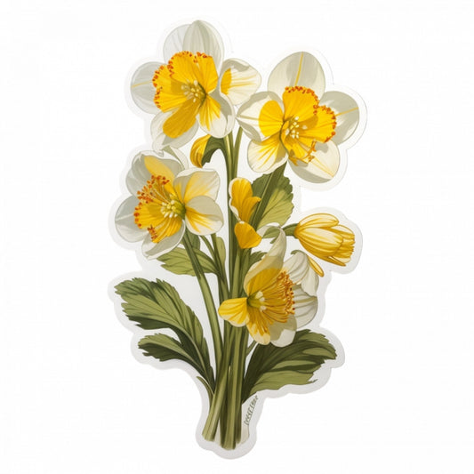 Set 2 bucati, Sticker decorativ, Flori de ciubotica cucului, Rezistent la apa, NO5118, 16 cm, Multicolor