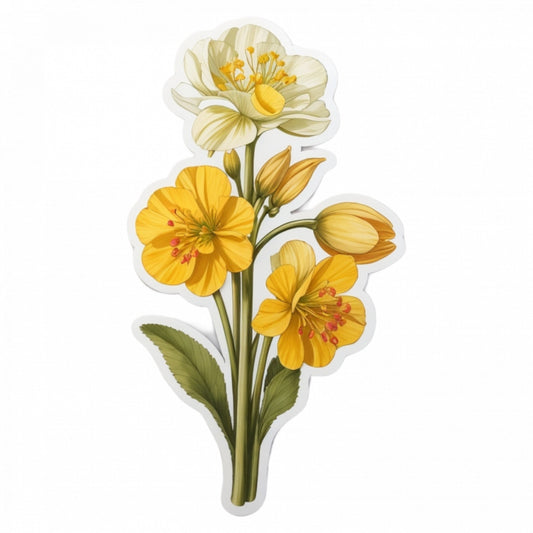 Set 2 bucati, Sticker decorativ, Flori de ciubotica cucului, Rezistent la apa, NO5121, 16 cm, Multicolor
