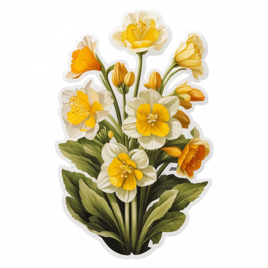 Set 2 bucati, Sticker decorativ, Flori de ciubotica cucului, Rezistent la apa, NO5122, 16 cm, Multicolor