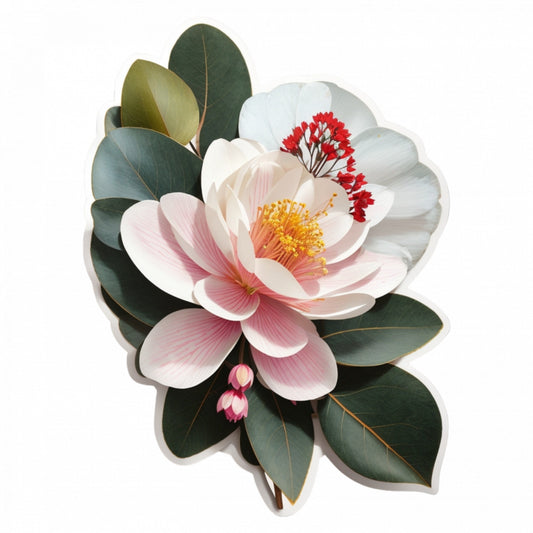 Set 2 bucati, Sticker decorativ, Flori de eucalipt, Rezistent la apa, NO5232, 16 cm, Multicolor