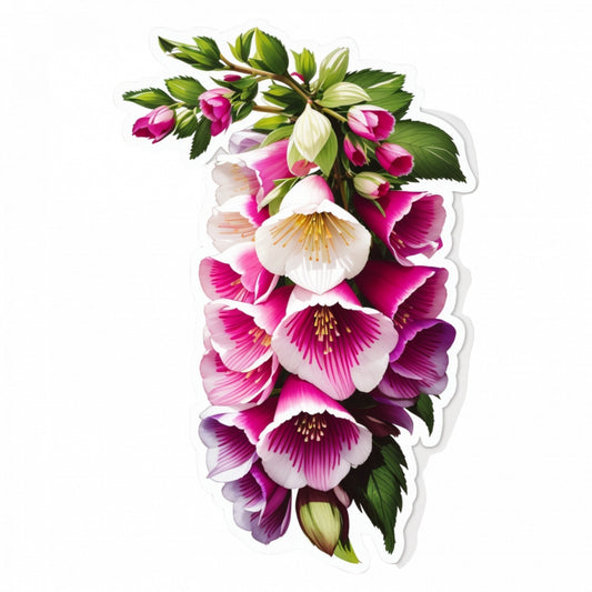 Set 2 bucati, Sticker decorativ, Flori de foxglove, Rezistent la apa, NO5270, 16 cm, Multicolor