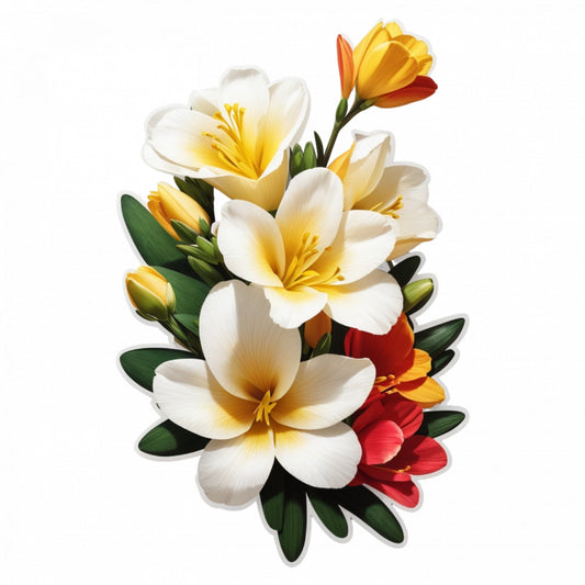 Set 2 bucati, Sticker decorativ, Flori de Frezia, Rezistent la apa, NO5274, 16 cm, Multicolor