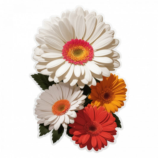 Set 2 bucati, Sticker decorativ, Flori de gerbera, Rezistent la apa, NO5303, 16 cm, Multicolor