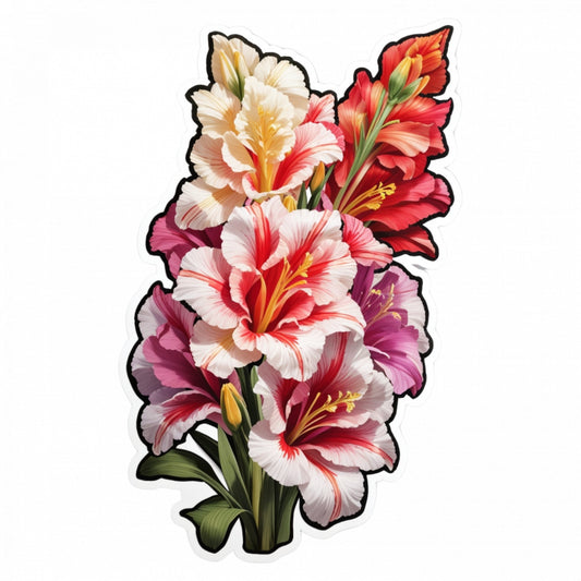 Set 2 bucati, Sticker decorativ, Flori de gladiole, Rezistent la apa, NO5333, 16 cm, Multicolor