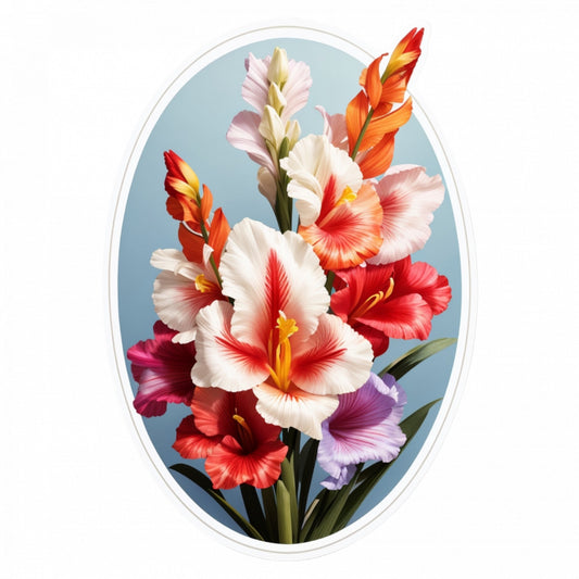 Set 2 bucati, Sticker decorativ, Flori de gladiole, Rezistent la apa, NO5336, 16 cm, Multicolor