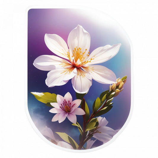 Set 2 bucati, Sticker decorativ, Flori de glory of the snow cu boboci, Rezistent la apa, NO5339, 16 cm, Multicolor