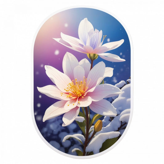 Set 2 bucati, Sticker decorativ, Flori de glory of the snow cu zapada, Rezistent la apa, NO5342, 16 cm, Multicolor