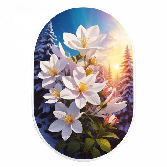Set 2 bucati, Sticker decorativ, Flori de glory of the snow la munte, Rezistent la apa, NO5340, 16 cm, Multicolor