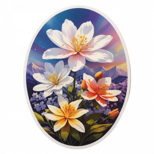 Set 2 bucati, Sticker decorativ, Flori de glory of the snow, Rezistent la apa, NO5341, 16 cm, Multicolor