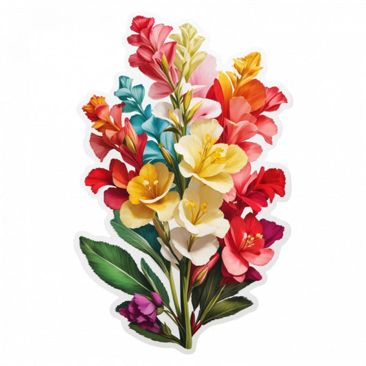 Set 2 bucati, Sticker decorativ, Flori de Gura leului, Rezistent la apa, NO5942, 16 cm, Multicolor