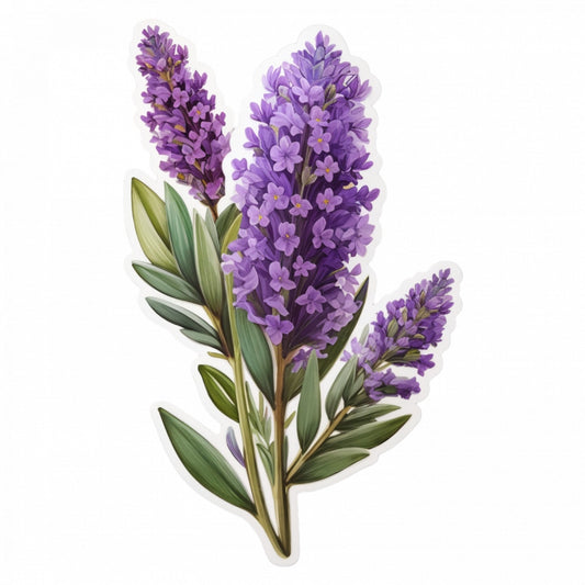 Set 2 bucati, Sticker decorativ, Flori de lavanda, Rezistent la apa, NO5484, 16 cm, Multicolor
