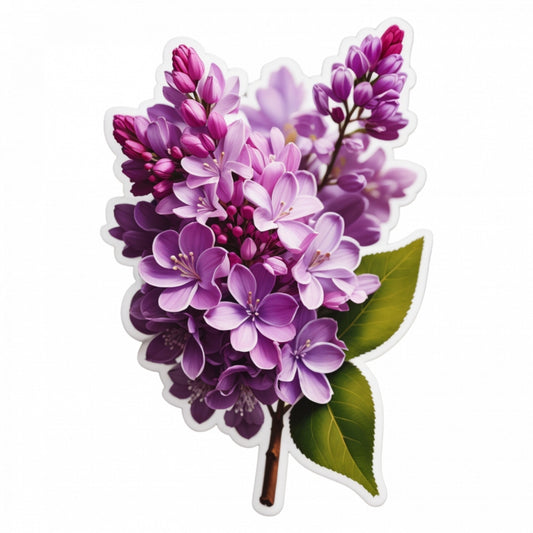 Set 2 bucati, Sticker decorativ, Flori de liliac, Rezistent la apa, NO5507, 16 cm, Multicolor