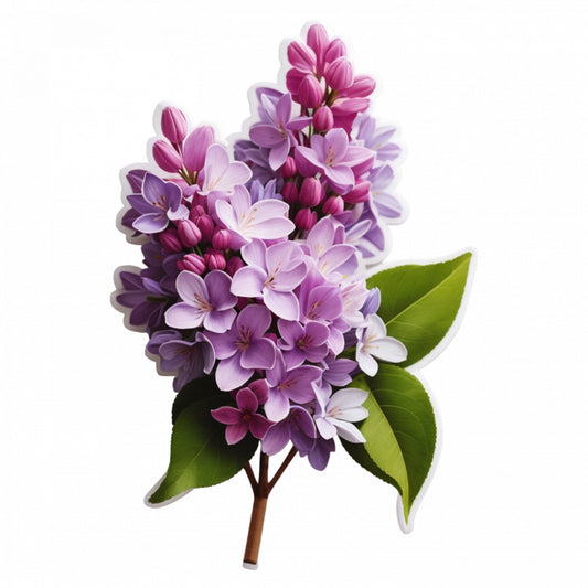 Set 2 bucati, Sticker decorativ, Flori de liliac, Rezistent la apa, NO5510, 16 cm, Multicolor