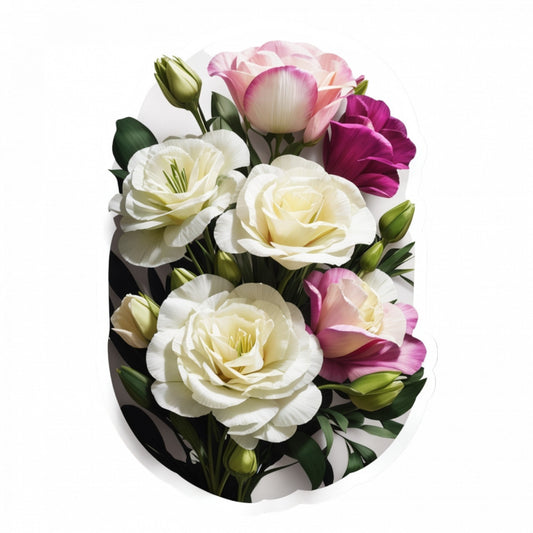 Set 2 bucati, Sticker decorativ, Flori de lisianthus, Rezistent la apa, NO5515, 16 cm, Multicolor