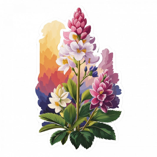 Set 2 bucati, Sticker decorativ, Flori de Lupin, Rezistent la apa, NO5534, 16 cm, Multicolor