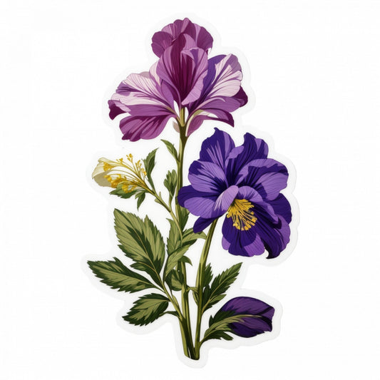 Set 2 bucati, Sticker decorativ, Flori de Monkshood, Rezistent la apa, NO5620, 16 cm, Multicolor