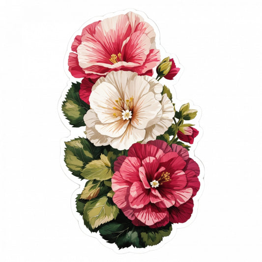 Set 2 bucati, Sticker decorativ, Flori de nalba de gradina, Rezistent la apa, NO5408, 16 cm, Multicolor