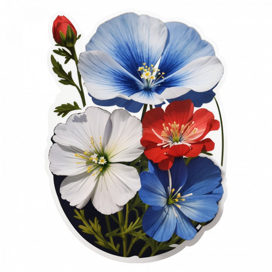 Set 2 bucati, Sticker decorativ, Flori de Nemophila, Rezistent la apa, NO5650, 16 cm, Multicolor