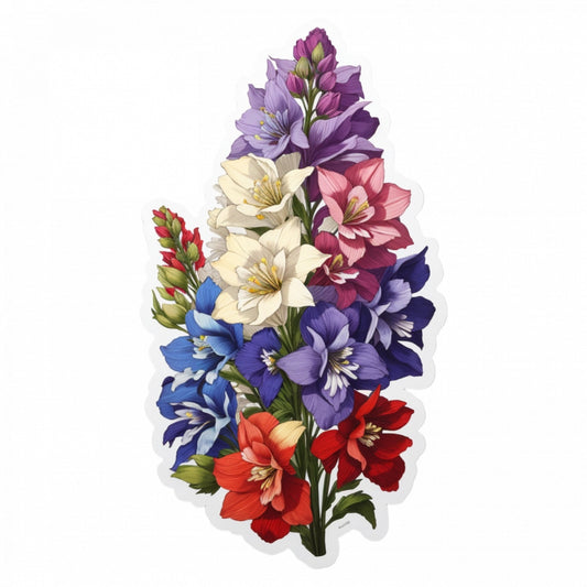 Set 2 bucati, Sticker decorativ, Flori de Nemtisori, Rezistent la apa, NO5172, 16 cm, Multicolor