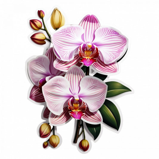 Set 2 bucati, Sticker decorativ, Flori de orhidee, Rezistent la apa, NO5685, 16 cm, Multicolor