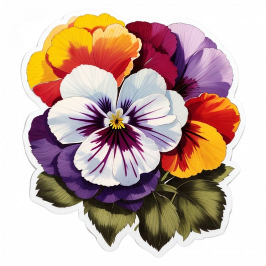 Set 2 bucati, Sticker decorativ, Flori de panselute, Rezistent la apa, NO5710, 16 cm, Multicolor