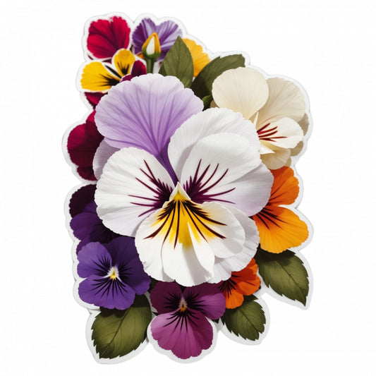 Set 2 bucati, Sticker decorativ, Flori de panselute, Rezistent la apa, NO5712, 16 cm, Multicolor