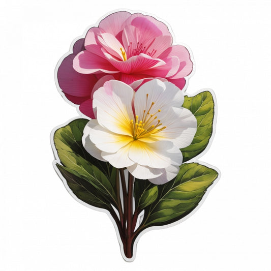Set 2 bucati, Sticker decorativ, Flori de primula, Rezistent la apa, NO5815, 16 cm, Multicolor
