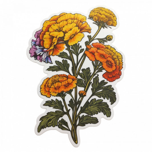 Set 2 bucati, Sticker decorativ, Flori de Tansy, Rezistent la apa, NO5978, 16 cm, Multicolor