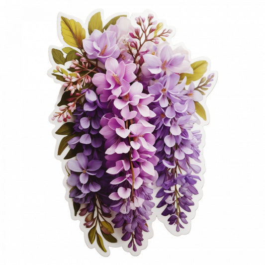 Set 2 bucati, Sticker decorativ, Flori de wisteria, Rezistent la apa, NO6086, 16 cm, Multicolor