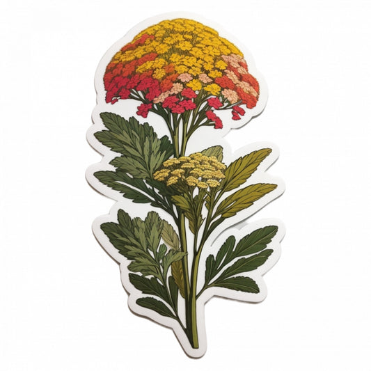 Set 2 bucati, Sticker decorativ, Flori de yarrow, Rezistent la apa, NO6087, 16 cm, Multicolor
