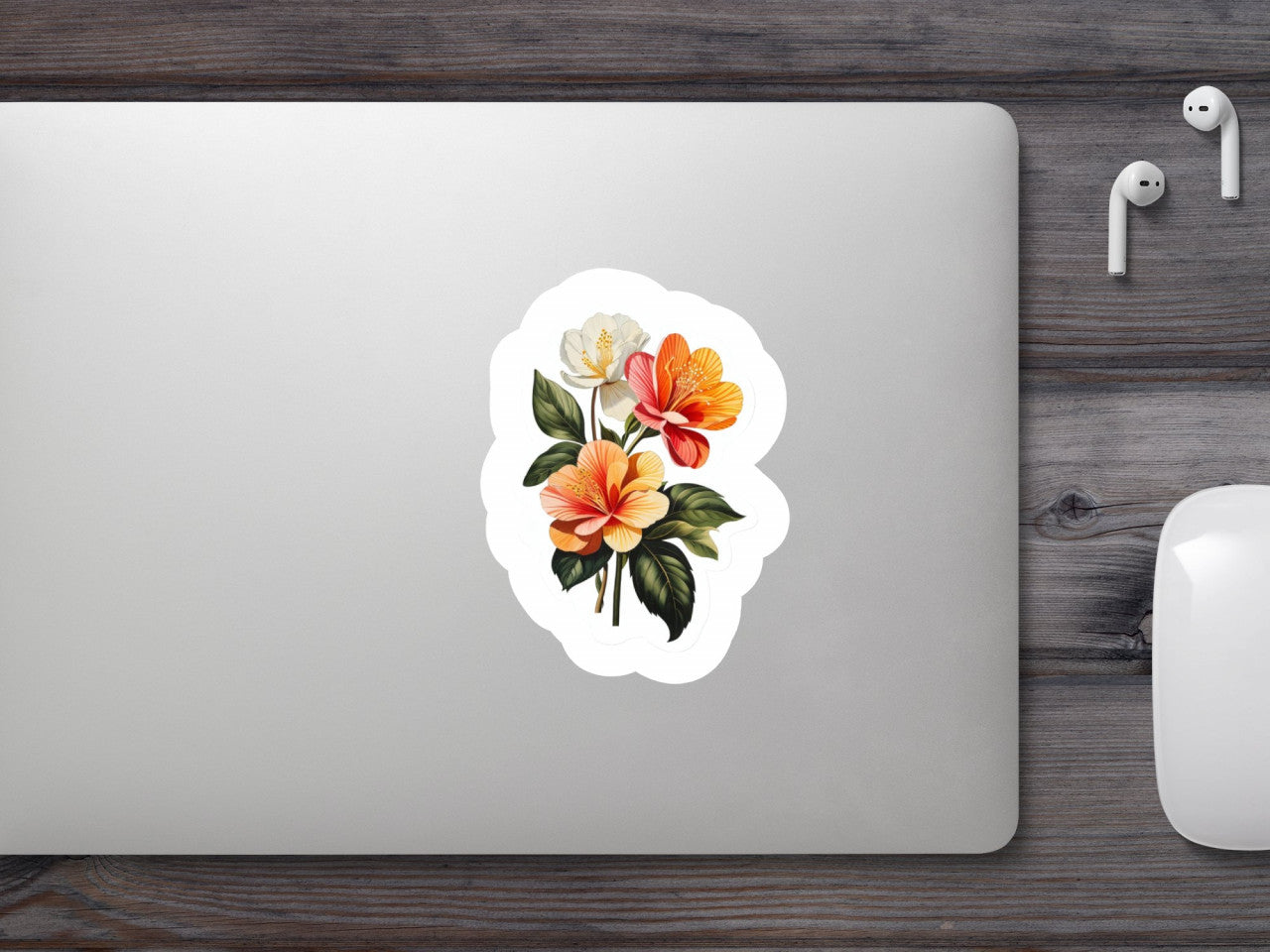 Set 2 bucati, Sticker decorativ, Flori Papucul lui Darwin, Rezistent la apa, NO5166, 16 cm, Multicolor